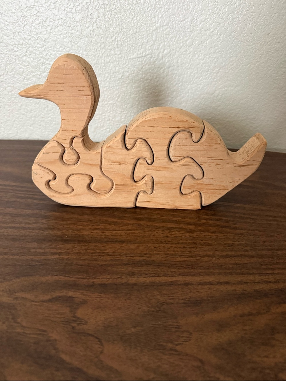 Vintage Wood Puzzle Hand Crafted 5 Piece Toy Games Animal Shaped Chunky DUCK